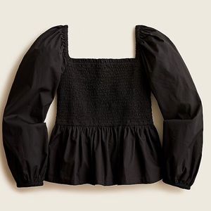 Jcrew Puff-sleeve smocked cotton poplin top